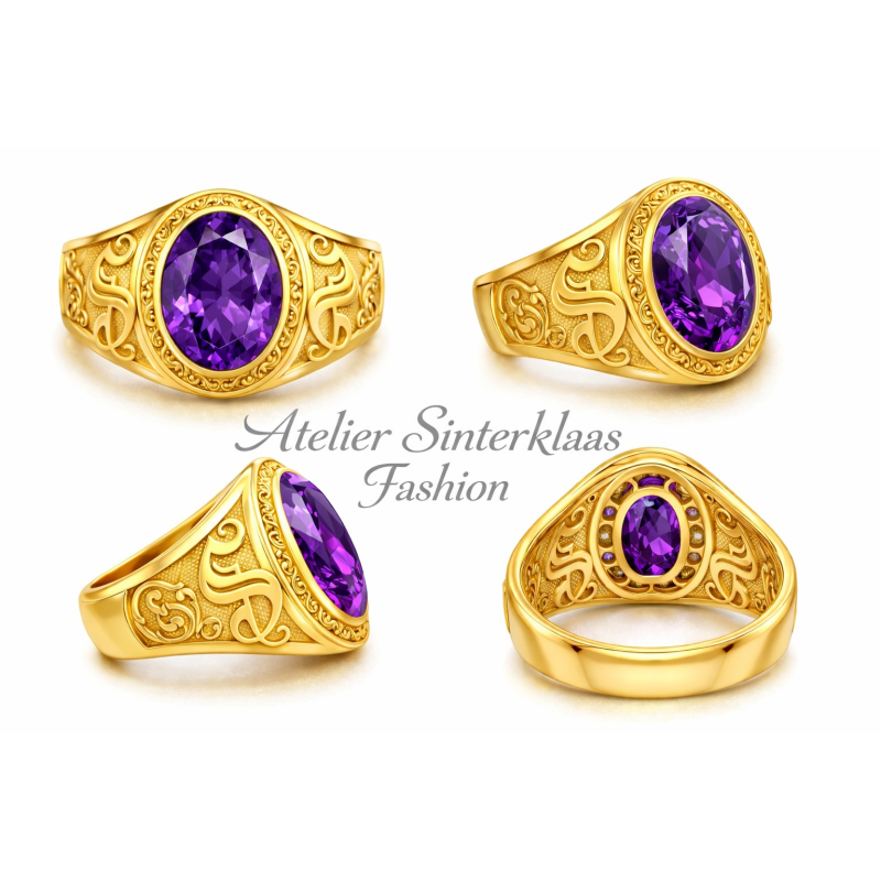 Sinterklaas Ring  'Valencia'  Paarse steen